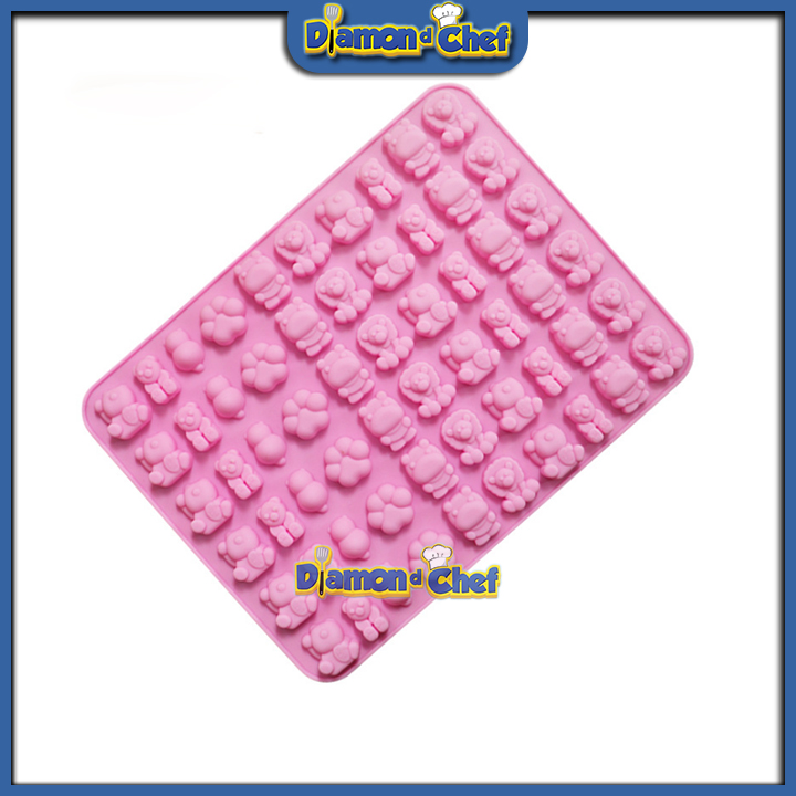 Khuôn Silicon Làm Thạch, Kẹo dẻo, Thạch 60 Sư Tử Hà Mã Gấu