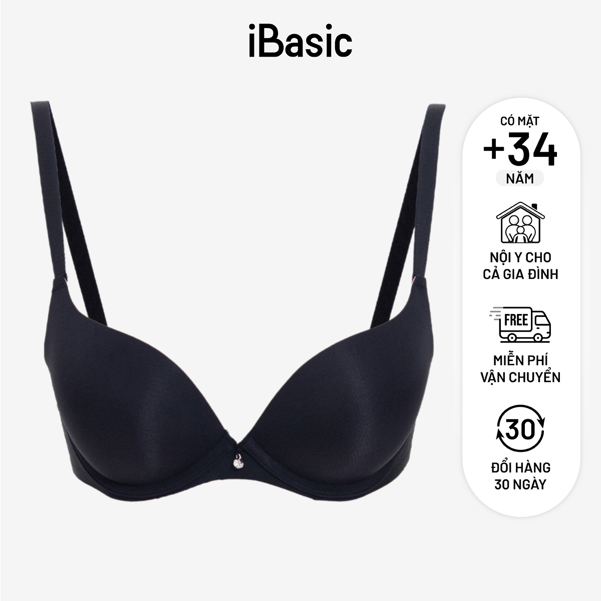 Áo ngực nữ có gọng mút dày trơn phối màu viền cup T-shirt iBasic BRAW154