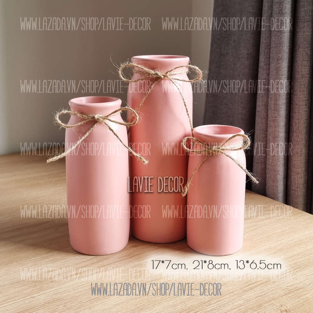 Bộ 3 lọ hoa trang trí gốm sứ Bát Tràng