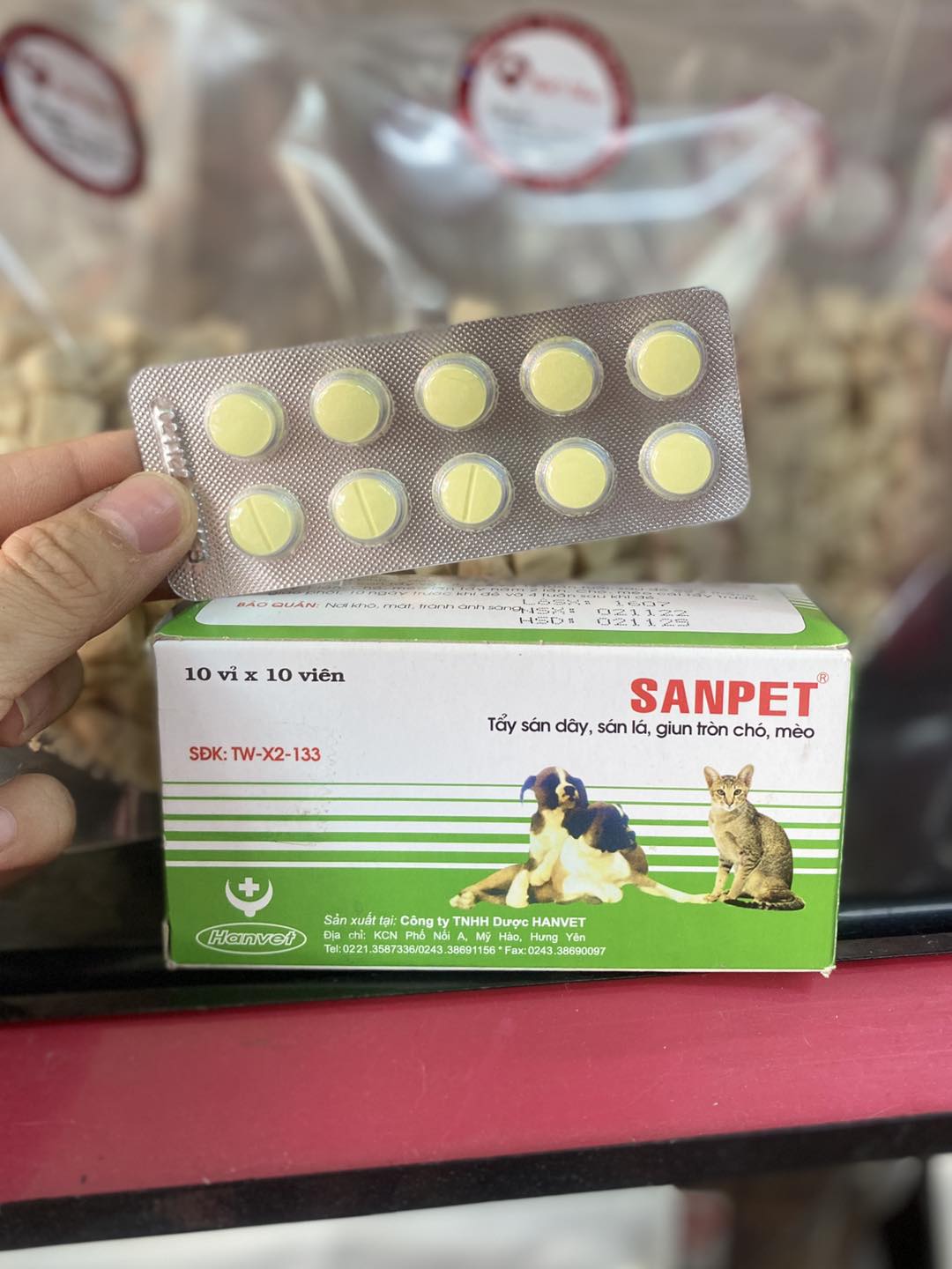Tẩy giun sán chó mèo Sanpet (có bán lẻ)