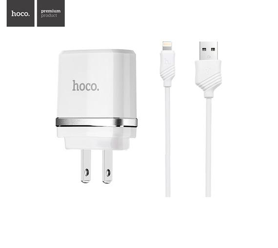 [HCM]Bộ cáp và cốc sạc Hoco C12 for Lightning 2 cổng USB  sạc nhanh 2.4A( sản phẩm có 2 màu)