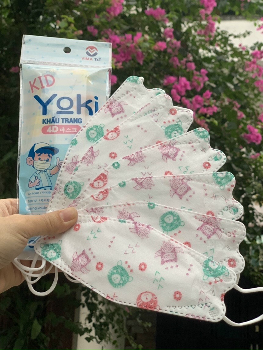 [Mẫu mới ] Combo 60 cái khẩu trang 4D Yoki trẻ em cao cấp