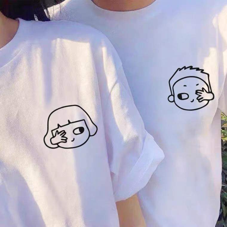 ÁO ĐÔI ĐEN, TRẮNG IN HÌNH DỄ THƯƠNG