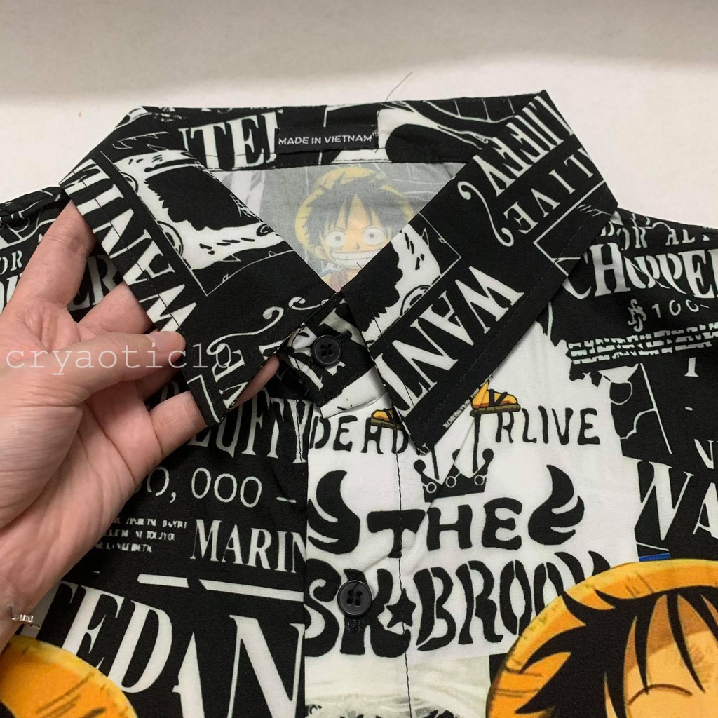[Kèm hình thật] Áo sơ mi lụa One Piece Luffy Đảo Hải Tặc unisex cryaotic10