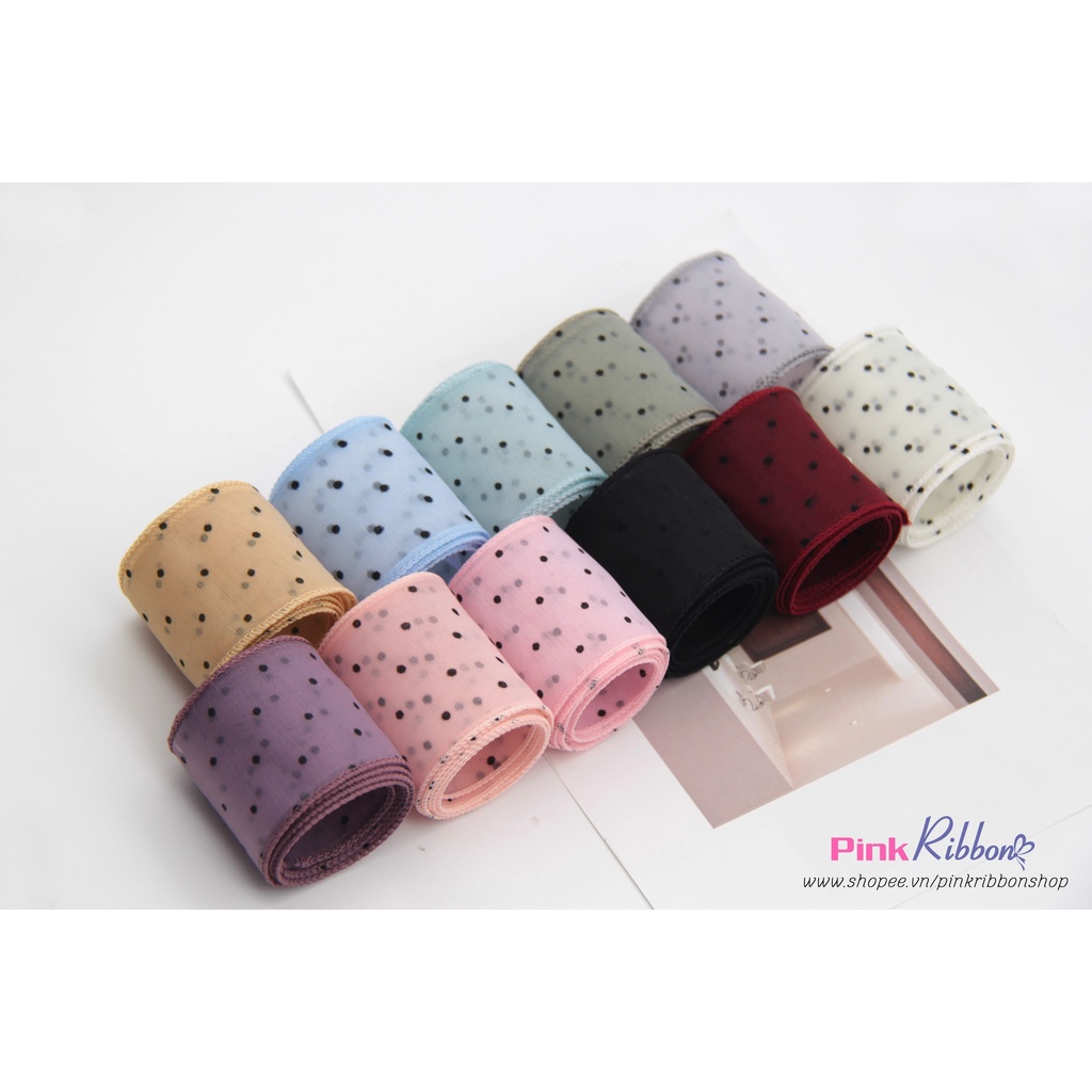 Voan viền bô đê chấm bi 5cm