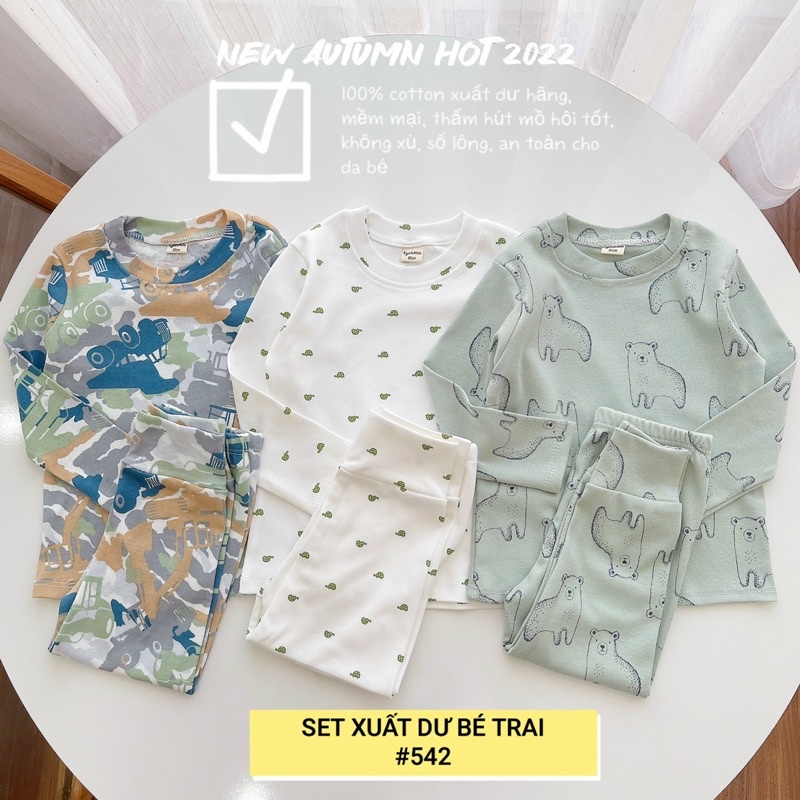SET 3 BỘ COTTON XUẤT DƯ CHO BÉ TRAI