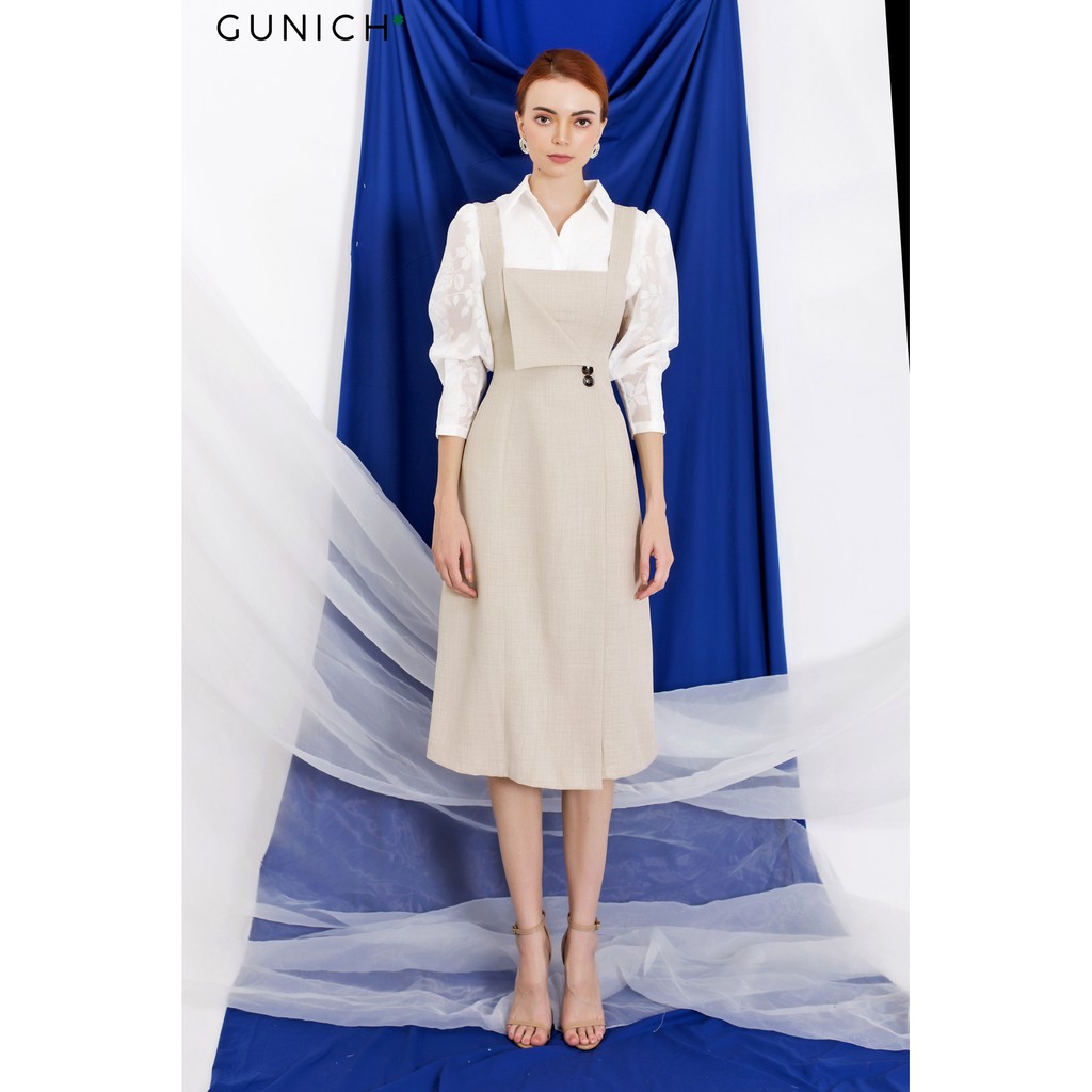 Đầm 2 dây ve áo lật Gunich