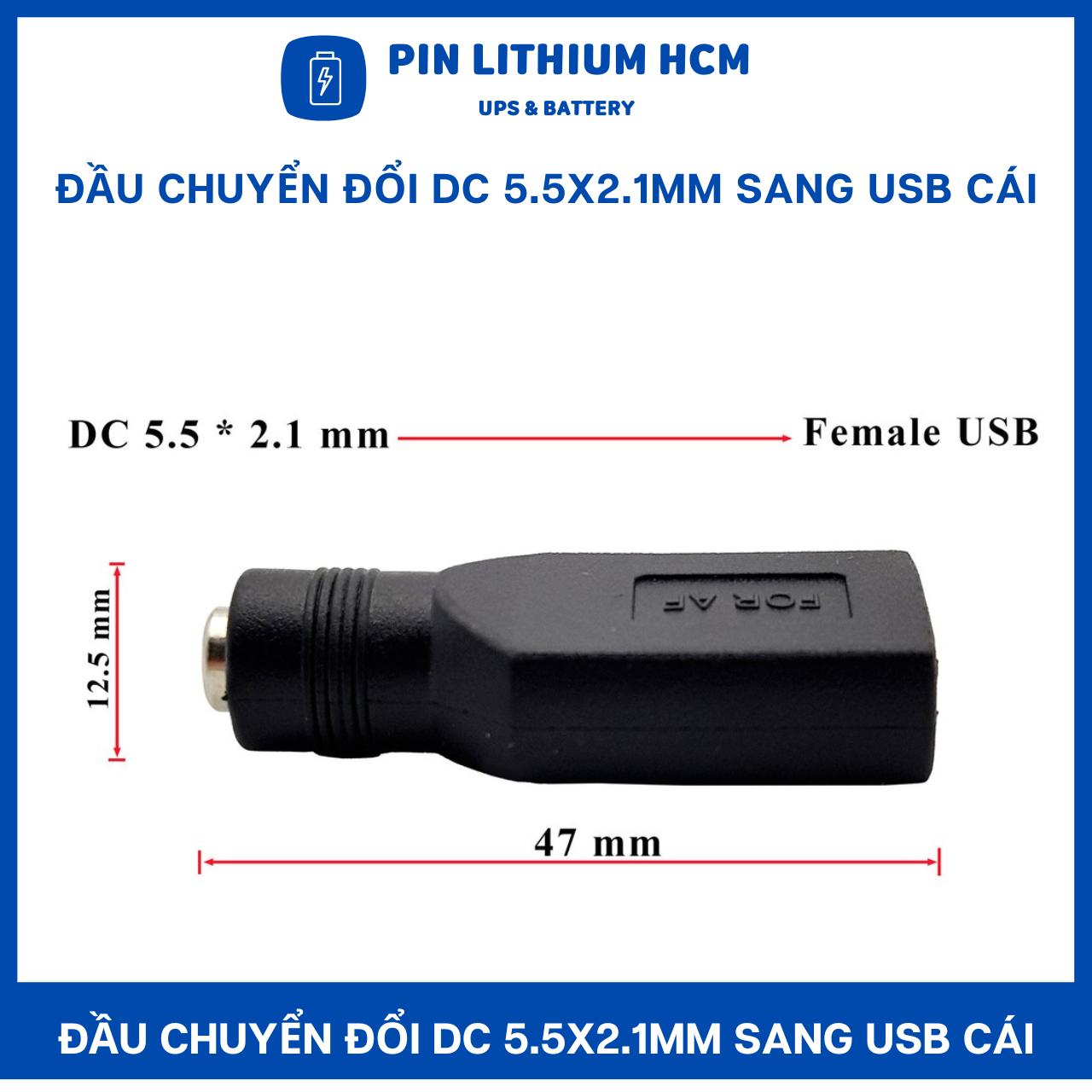 Đầu chuyển đổi DC 5.5x2.1mm sang USB cái