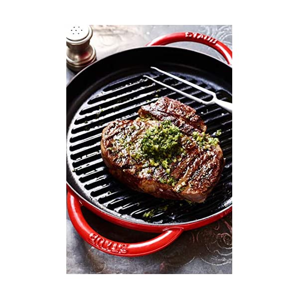 [Trả góp 0%] Staub – Chảo nướng màu đỏ cherry – 26cm