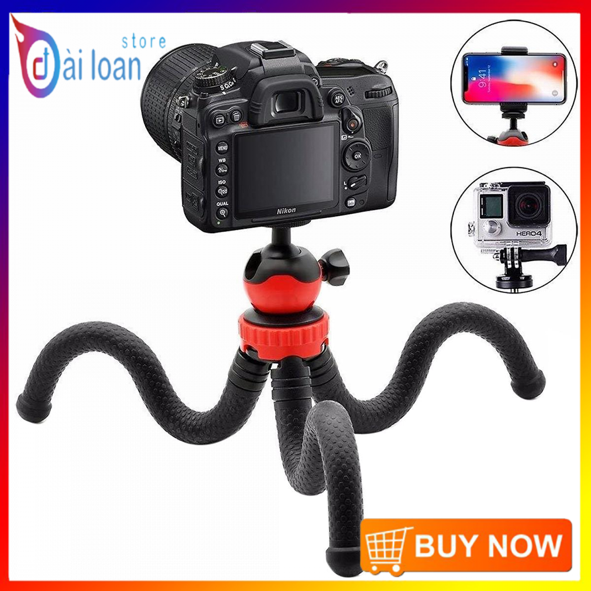 Chân đế máy ảnh Tripod Ballhead Mini Octopus Flexible (Giao Màu Ngẫu Nhiên) - HÀNG NHẬP KHẨU