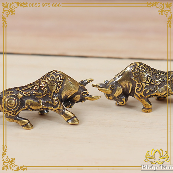 [Tuổi Sửu] Decor Mini, Tượng Nhỏ Kim Ngưu 12 Con Giáp Phong Thủy Để Bàn Đồng Nguyên Khối - Pháp Tâm