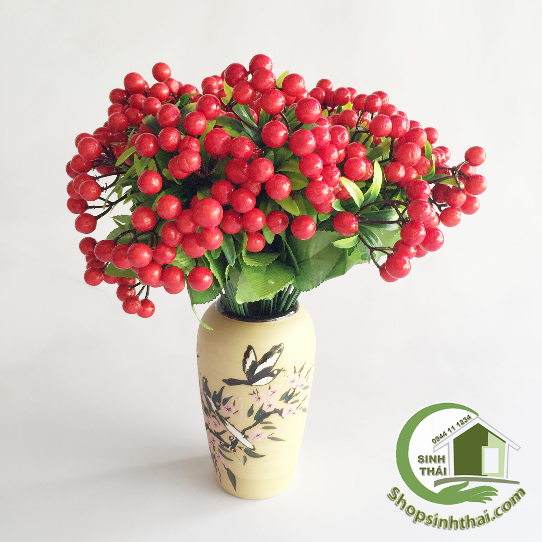 [HCM]Cành trái cây giả - bụi quả cherry màu đỏ
