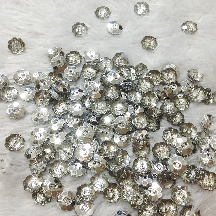 Silver Crystal Champagne buttons button Crystal Heart shirt cuff silver square button decor [Pack 4 buttons]