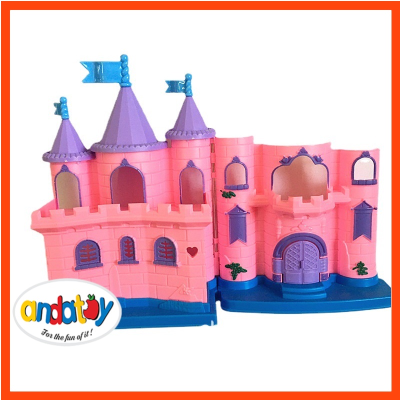 Lâu đài công chúa màu hồng mô hình trang trí nhà búp bê ANDATOY AD932