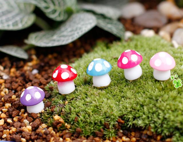 Trang trí tiểu cảnh cây nấm nhựa mô hình trang trí terrarium chậu cây cảnh sen đá