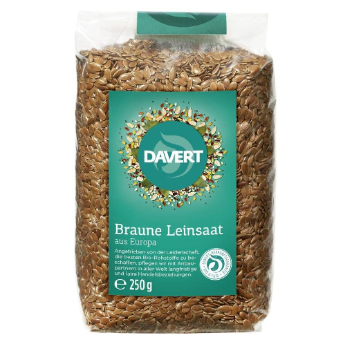 Hạt lanh nâu hữu cơ chưa rang Davert (250g)