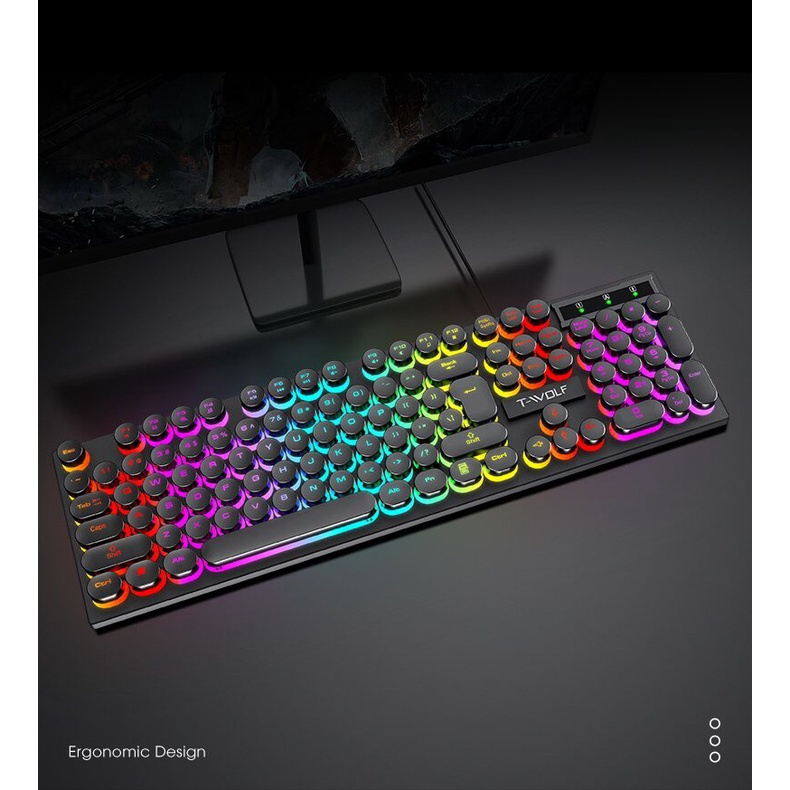Bàn phím Giả Cơ T-WOLF T80 Phím tròn Usb Led