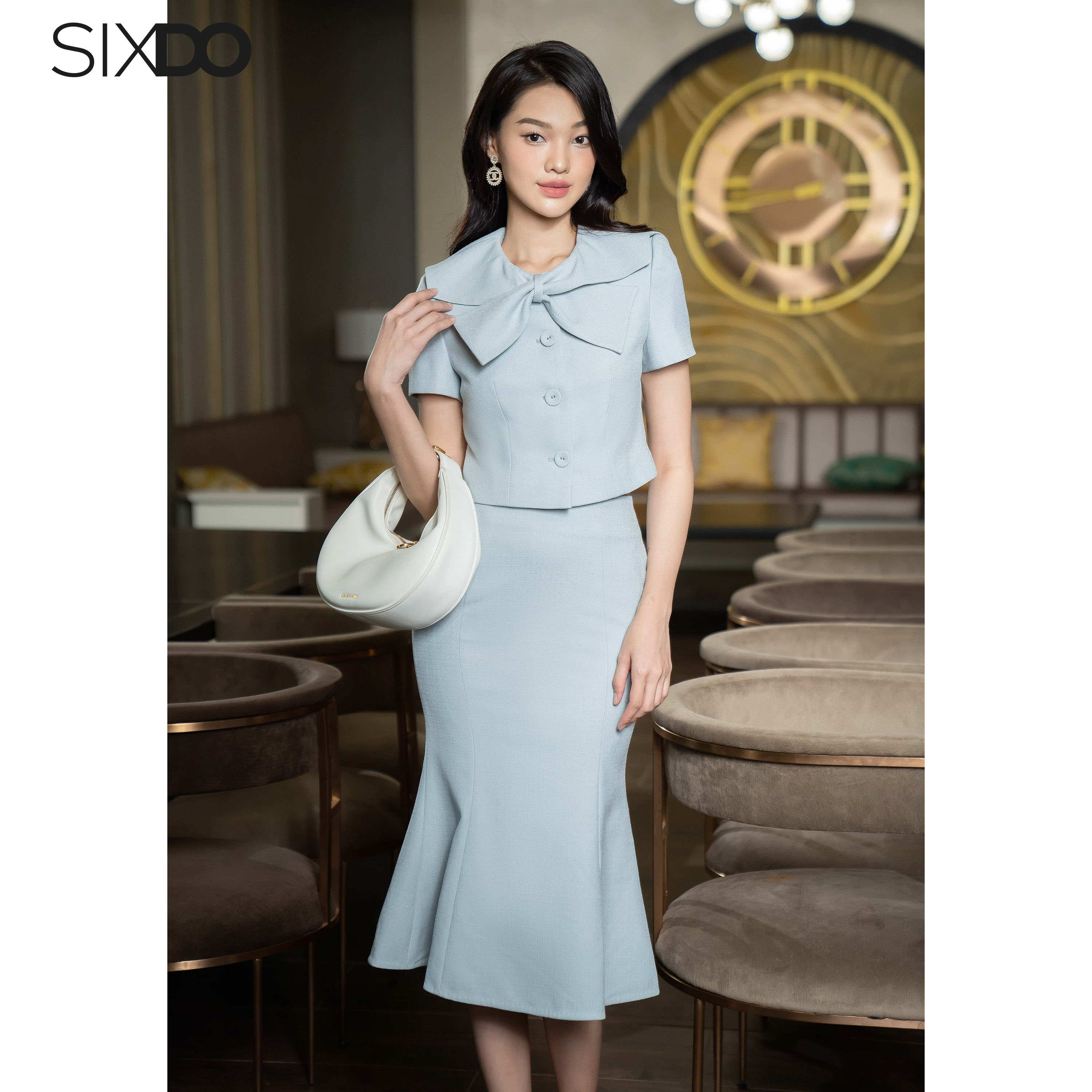 Chân váy đuôi cá xanh SIXDO (Mint Tulip Mermarid Midi Raw Skirt)