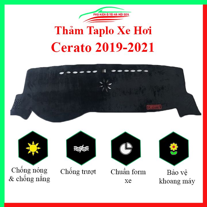 Thảm taplo ô tô Kia Cerato 2019-2021 cao cấp, thảm nhung lót taplo xe hơi chống nắng