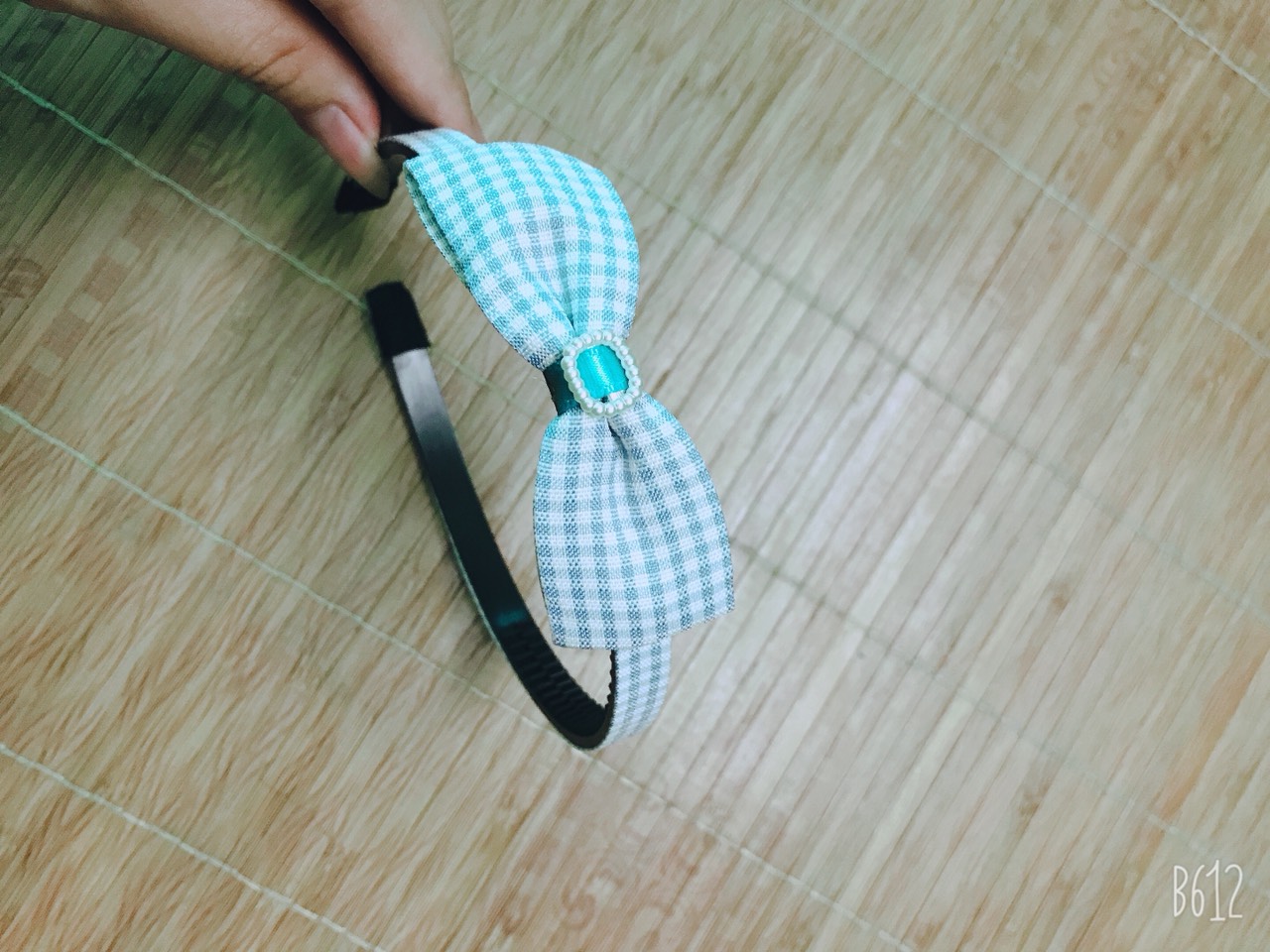 Sét 2 Bờm cài tóc vải kẻ phối nơ siêu xinh - phukienteen