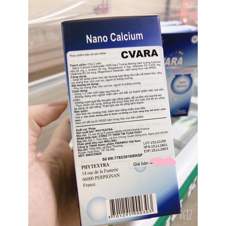 Canxi Cvara hộp 60 viên ⚡nhập khẩu Pháp⚡