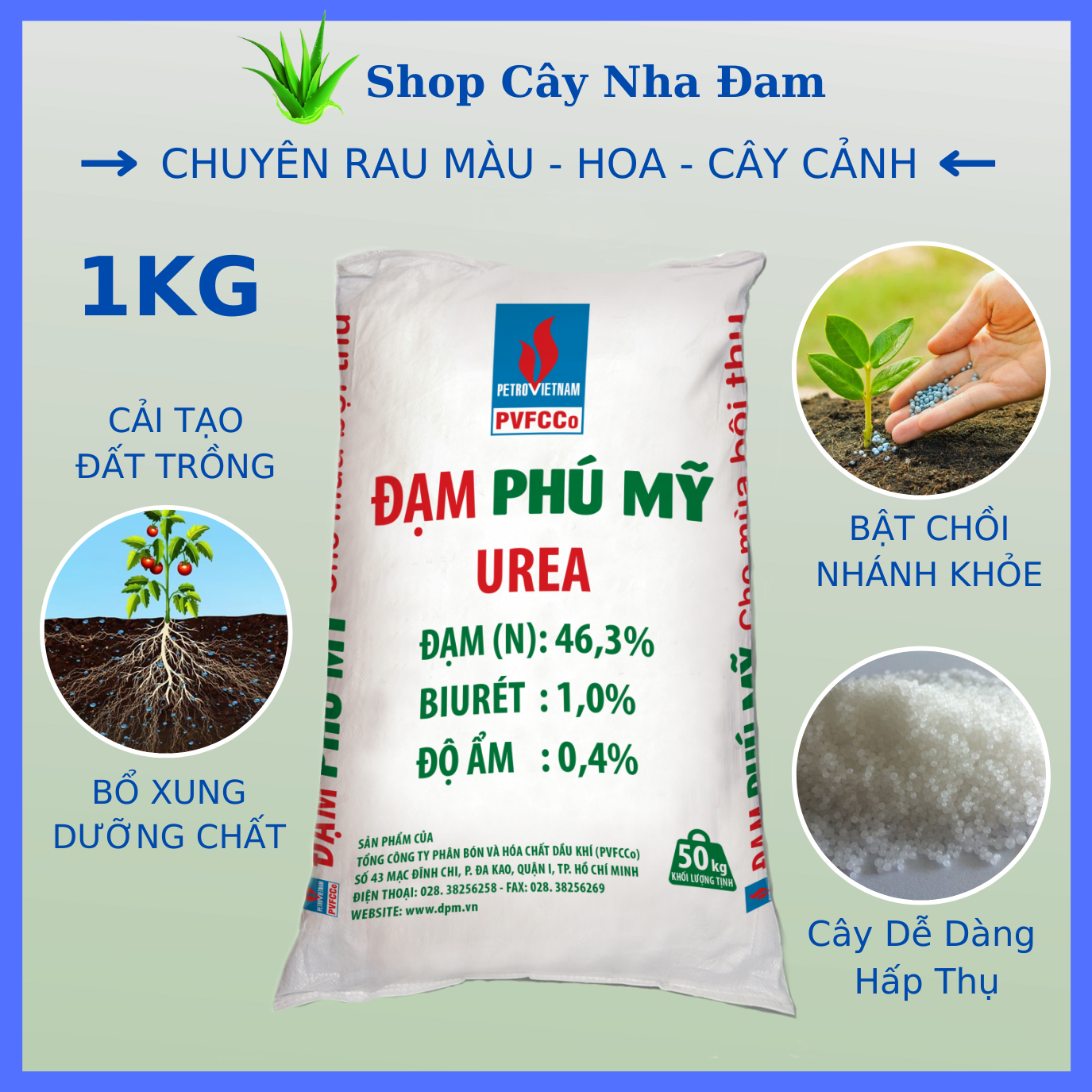 Phân Đạm Ure Chuyên Rau Màu Hoa Cây Cảnh (1kg)