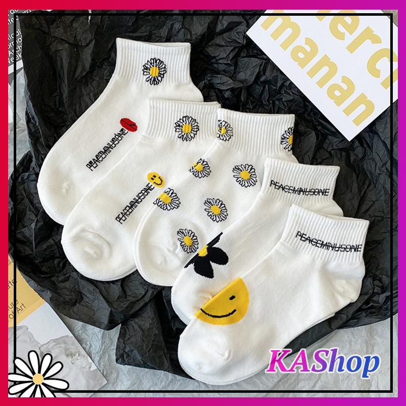 [HCM]Vớ nữ cổ cao cute Cúc họa mi DỄ THƯƠNG - Tất nữ cổ cao - KAShop