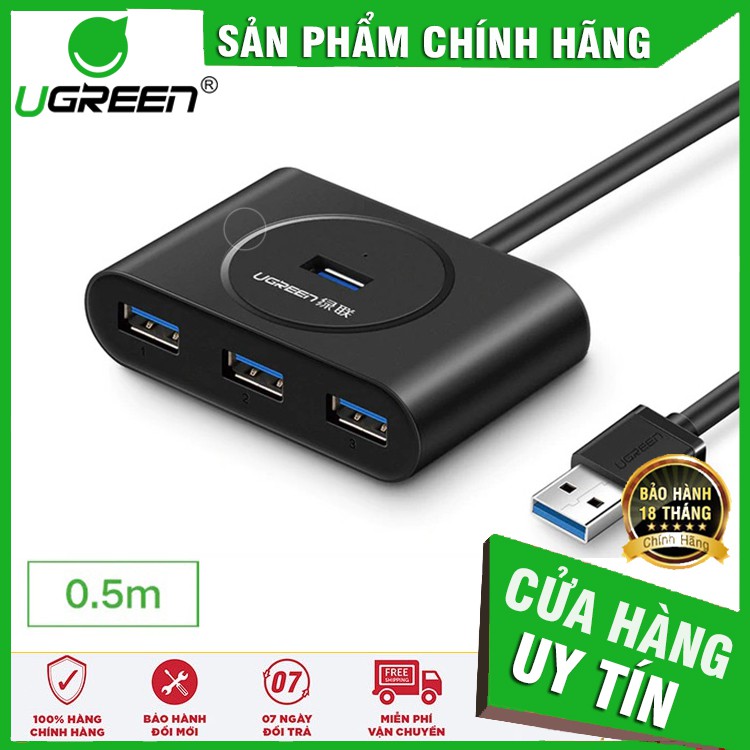 Hub USB 3.0 ra 4 cổng dài 50cm  Ugreen 20290 cao cấp