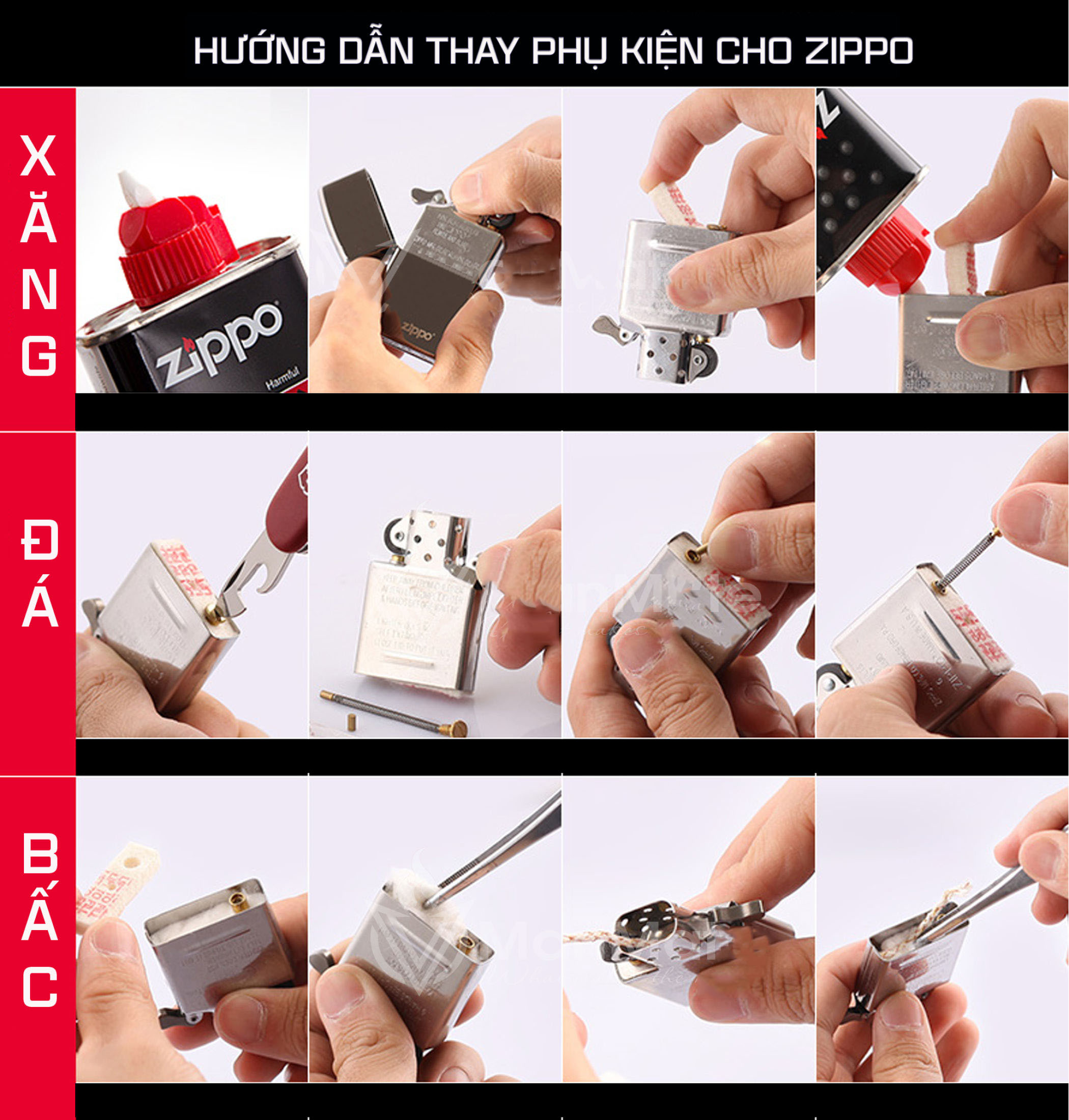 Phụ kiện dùng cho zippo ( có tem 7 mầu chống giả )