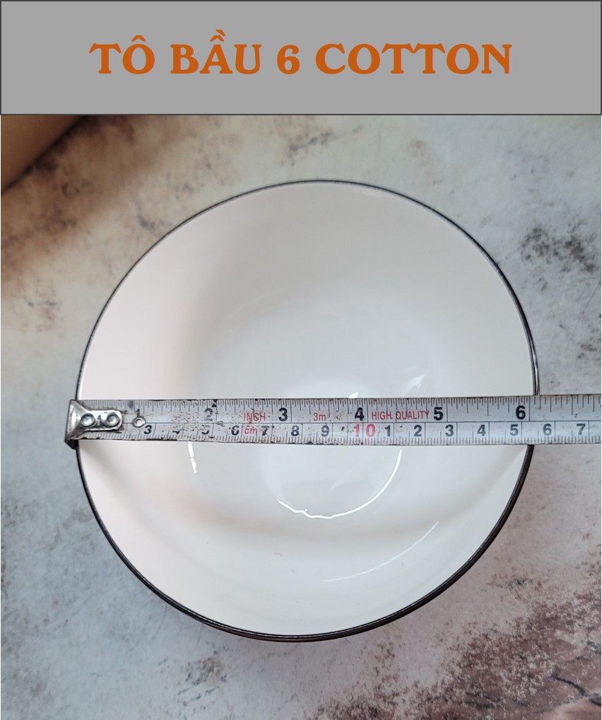 Tô bầu gốm sứ hoa văn Cotton - ĐK 15CM (CỠ 6)