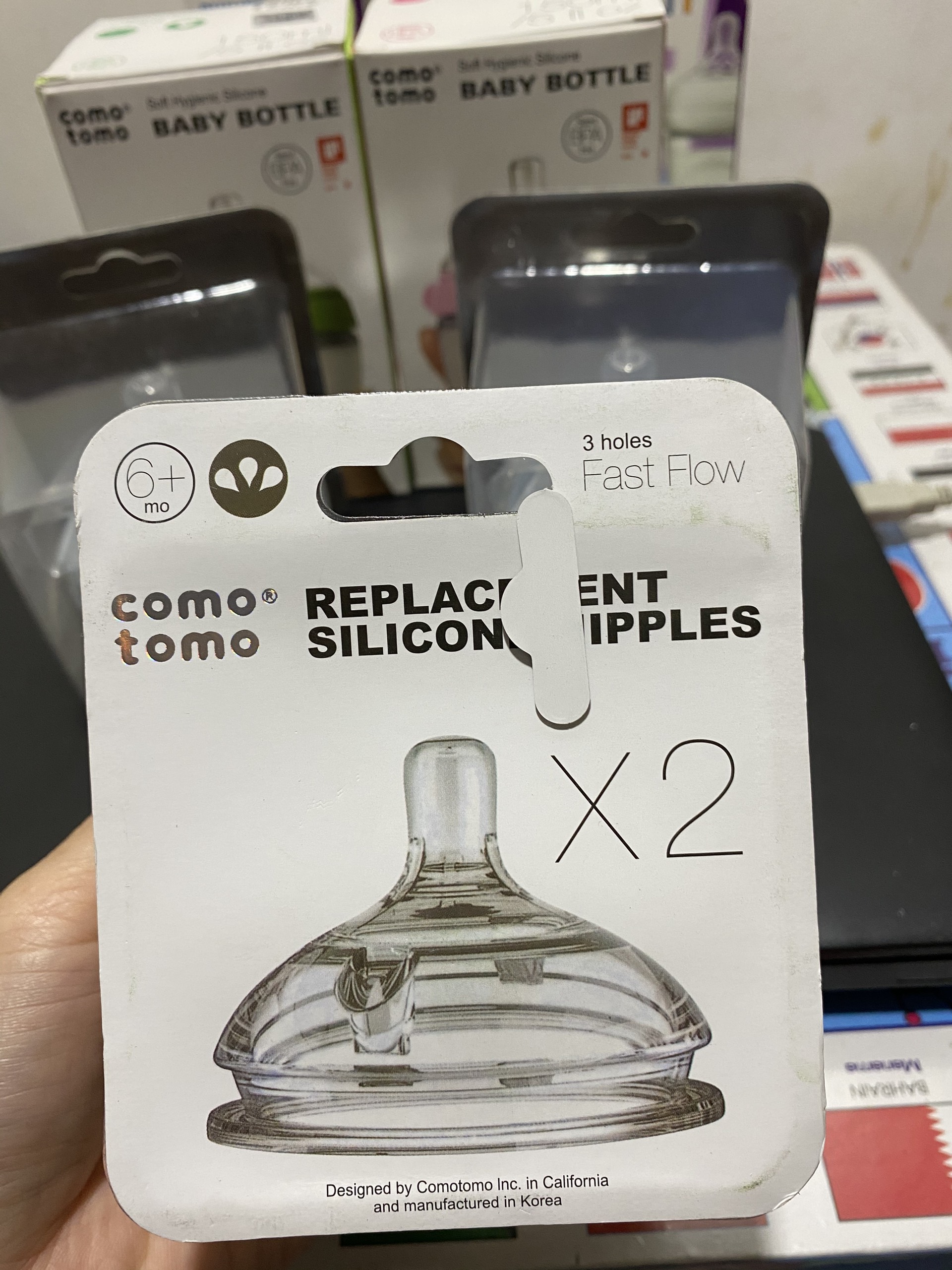 [VỈ 2 CÁI] Núm  Bình COMOTOMO Siêu Mềm 3 Tia - Núm Lẻ Size +