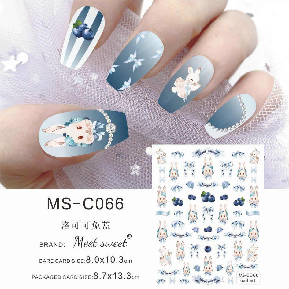 Sticker mẫu hoạt hình 3d miếng dán móng tay nail