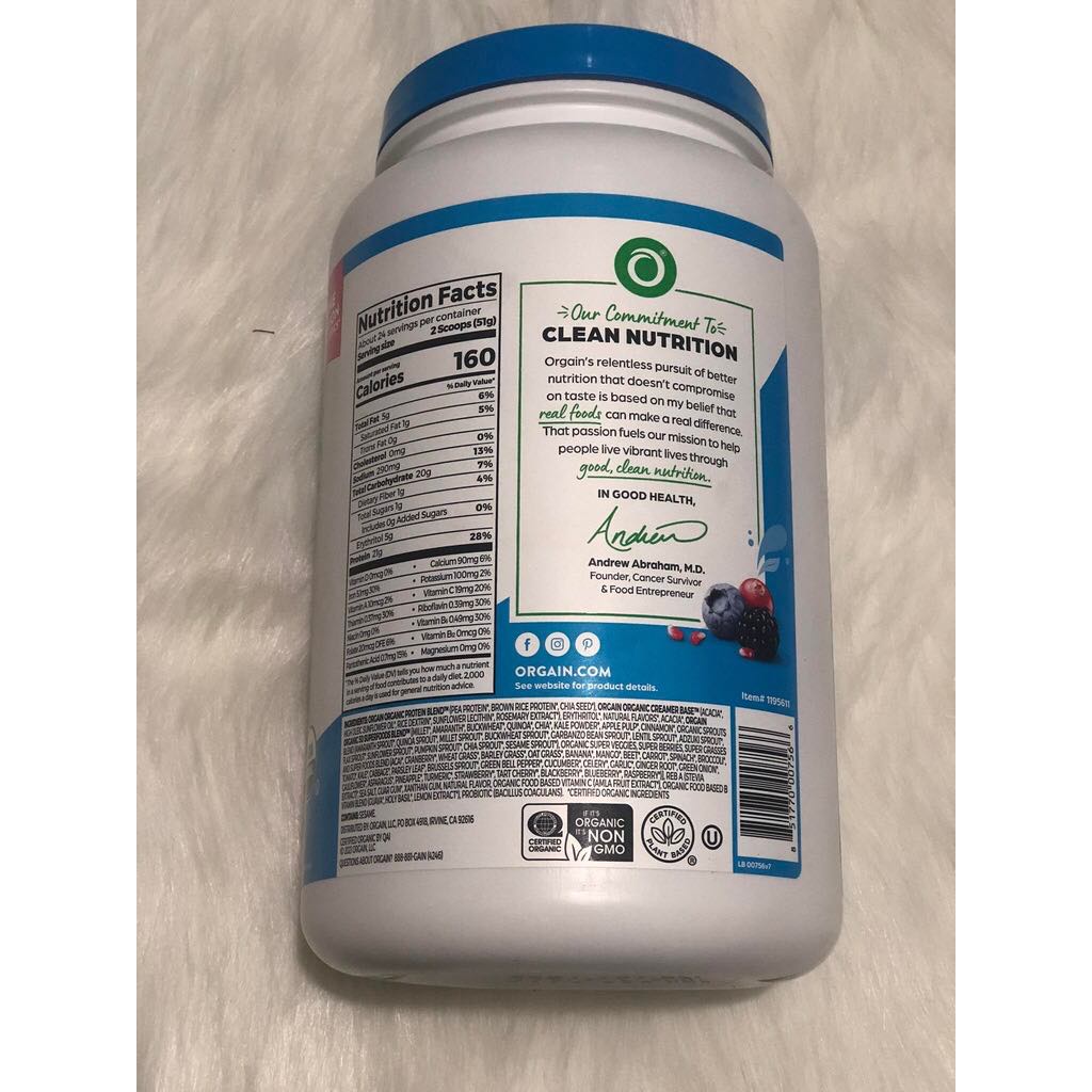 Bột Protein hữu cơ Orgain Organic Protein - Protein hữu cơ thực vật