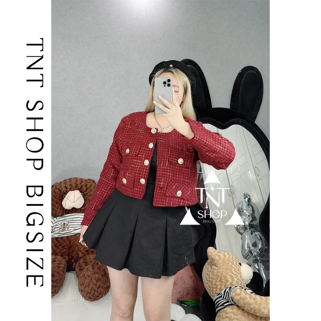 ÁO KHOÁC DẠ TWEED NẮP NÚT [TNT SHOP BIGSIZE 60KG 90KG] Nữ Women