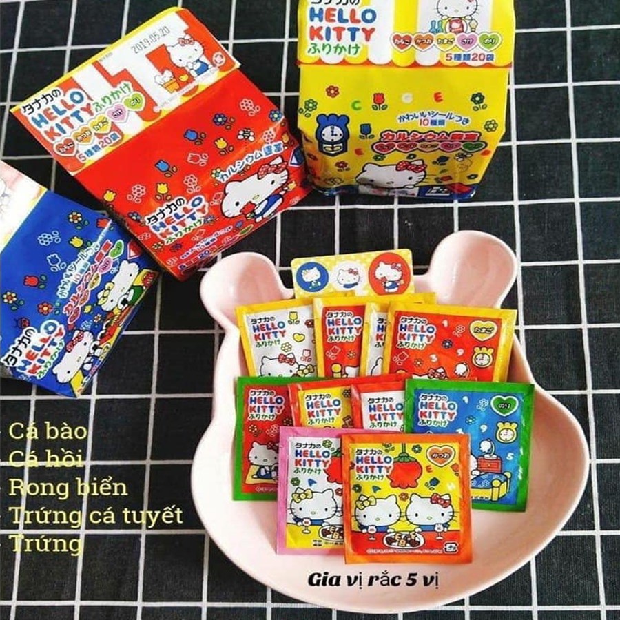 (Date T10/2024) Gia Vị Rắc Cơm Thập Cẩm Hello Kitty( 5g*20 gói) Nhật Bản