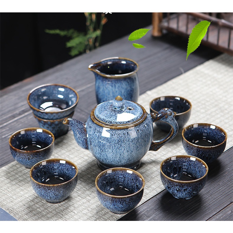 Bộ ấm trà gốm sứ tráng men cao cấp - Kèm hộp quà tặng