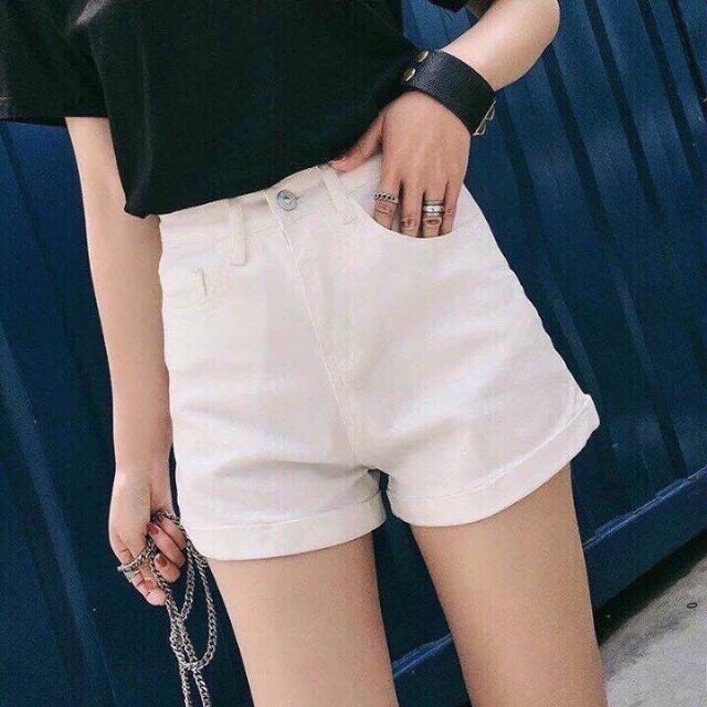 Quần short kaki nữ lưng cao lật lai form đẹp-quần kaki bẻ lai