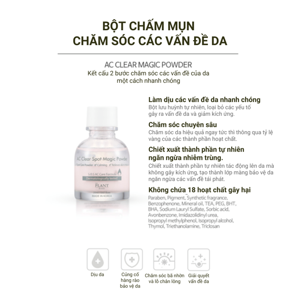 Phấn bột cải thiện mụn The Plant Base AC Clear Spot Magic Powder 20ml