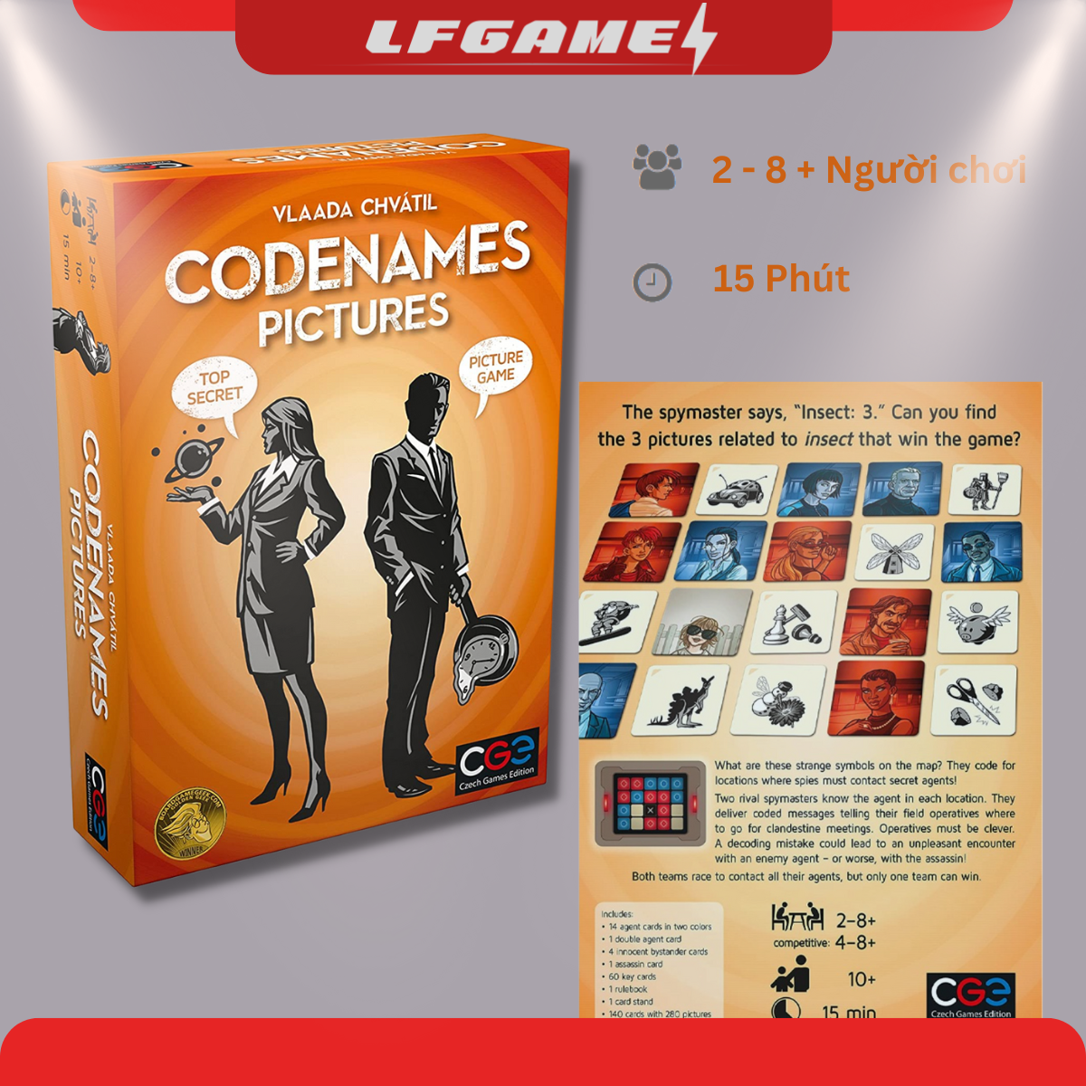 [Bản cao cấp] Bộ Trò chơi Boardgame Codenames - Codenames Picture Words Duet Deep Under Cover tiếng anh