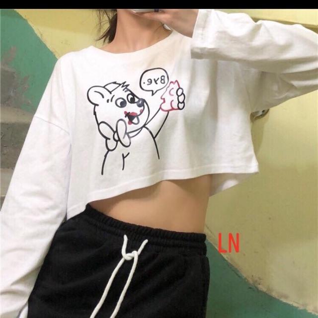 Áo croptop gấu bye dài tay lng1119
