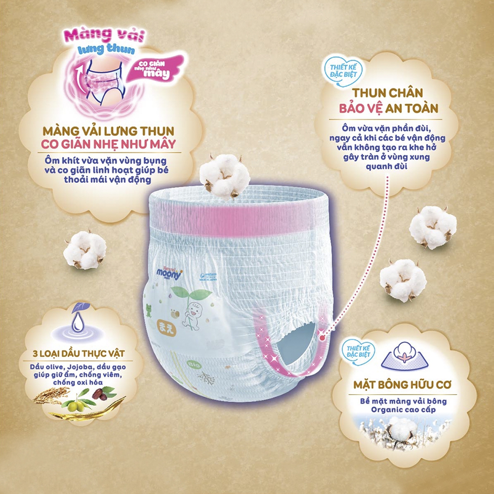 Tã quần Moony Natural (M, 46 miếng)
