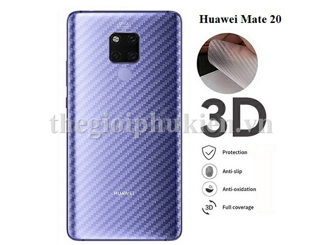 Miếng dán vân carbon, các bon mặt lưng cho Huawei Mate 20