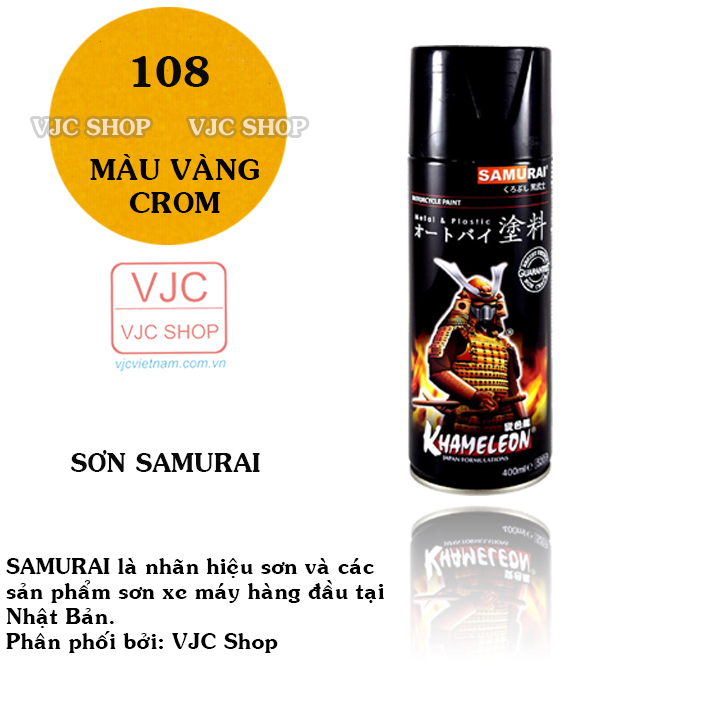 Chai sơn xịt sơn xe máy Samurai MÀU VÀNG CROM Mã 108