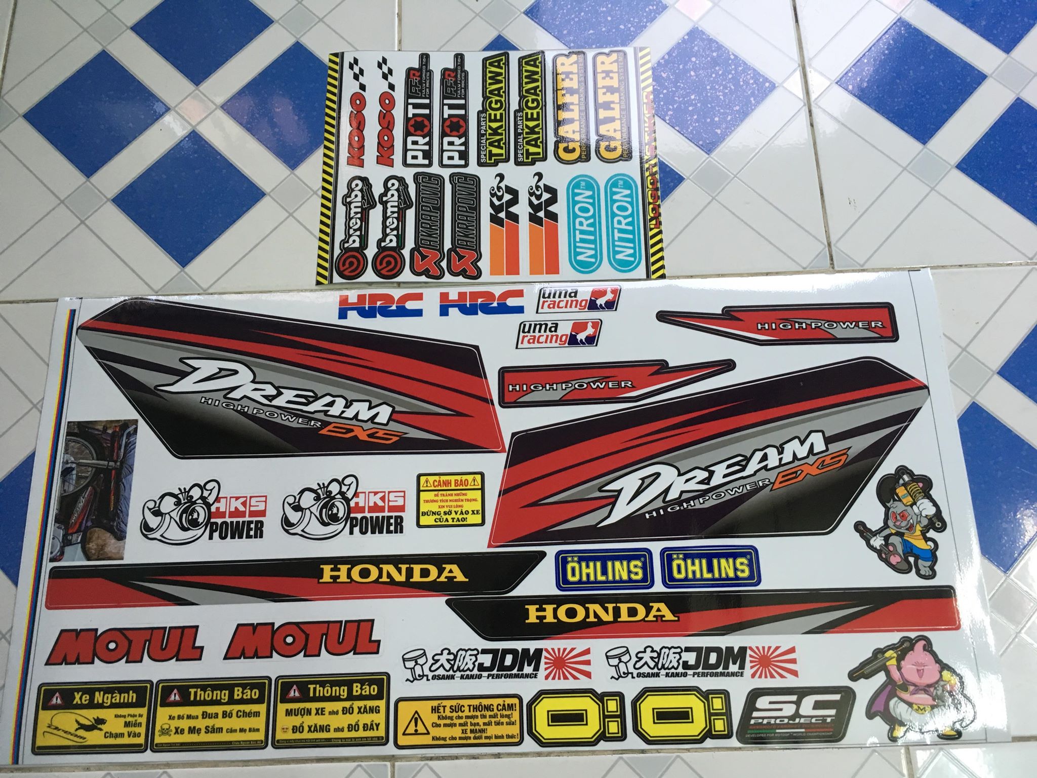 Tem dream high power ex5 đỏ xám tặng sét tem logo