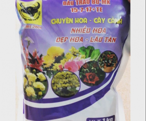 Gói 1kg phân bón đầu trâu npk 15-7-17+te - nhiều hoa đẹp hoa lâu tàn