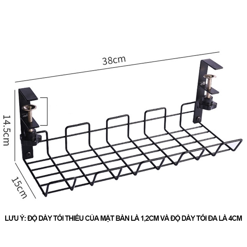 Khay đỡ ổ cắm điện giá đỡ dây điện gắn dưới bàn kệ đỡ dây cáp sạc dây điện ổ cắm điện gọn gàng tiện dụng an