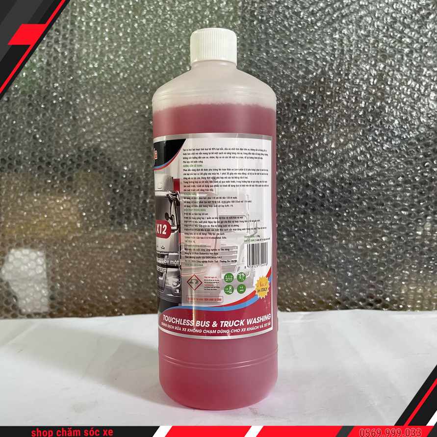 Nước rửa xe không chạm TURBO X12 (xe khách, ôtô tải) chai 1 lít