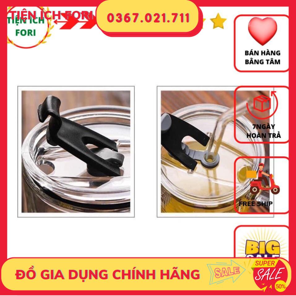 Ly Thuỷ Tinh Chia Vạch Chia Mực Nước ML Có Nắp Chống Đổ - Tặng Kèm Ống Hút Cho Bé.