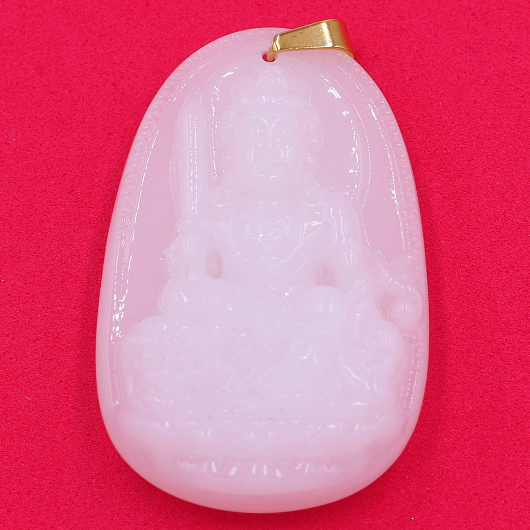 [HCM]Vòng cổ Văn Thù Bồ Tát đá thạch anh trắng 3.6cm