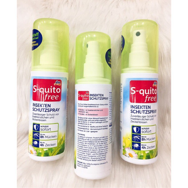 [ HÀNG ĐỨC CHÍNH HÃNG ] Xịt Chống Muỗi Đốt Và Côn Trùng Cắn S quito free, 100ml